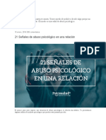 21 Señales de Abuso Psicológico en Una Relación