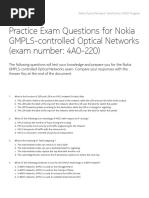 Practice Exam Questions For Nokia GMPLS-controlled Optical Networks (Exam Number: 4A0-220)