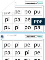 Fichas de lectura básica con sílabas y palabras de P, L, M, S