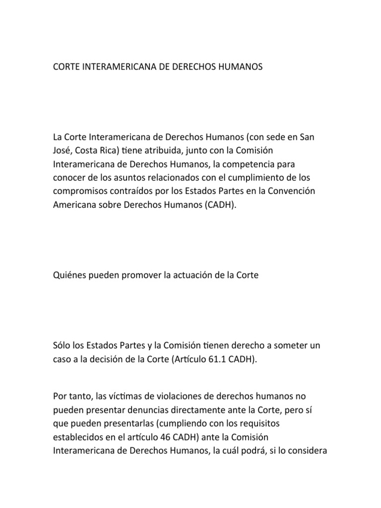 Funciones de la Corte Interamericana de DDHH | PDF | Convenio europeo ...