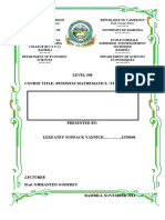 LEVEL 500 Course Title: Buisiness Mathematics / Statistics: Peace-Work-Fatherland Paix-Travail-Patrie