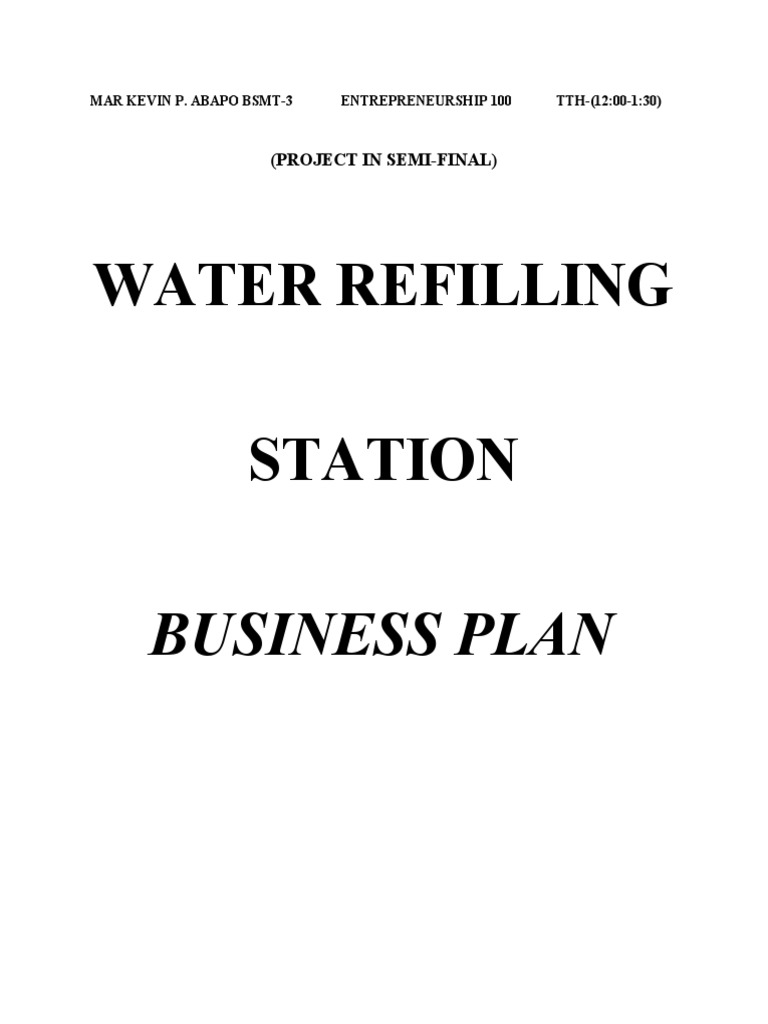 Water Refilling Station Business Plan PDF Water Sales