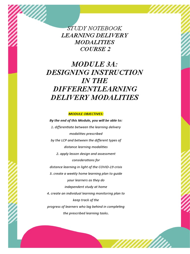 Module 3A: Designing Instruction in The Differentlearning Delivery ...
