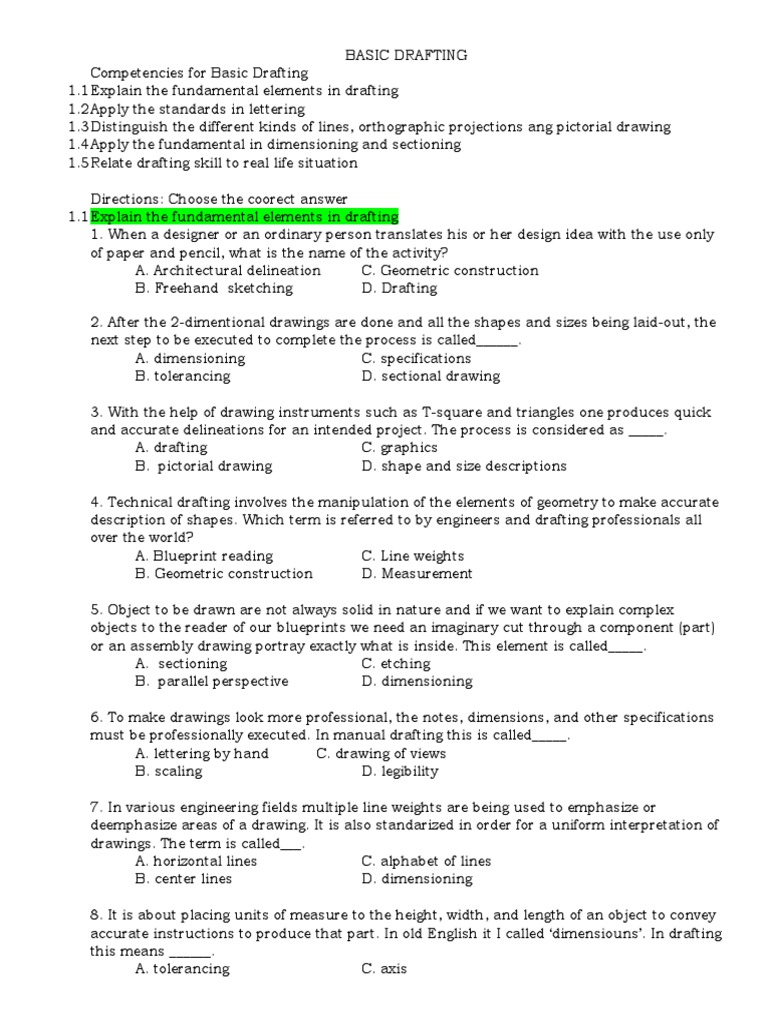 Basic Drafting Competencies Overview | PDF | Technical Drawing ...
