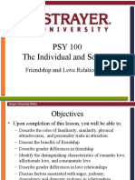 PSY 100 The Individual and Society: Friendship and Love Relationships