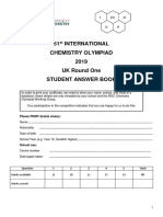 51 International Chemistry Olympiad 2019 UK Round One Student Answer Book