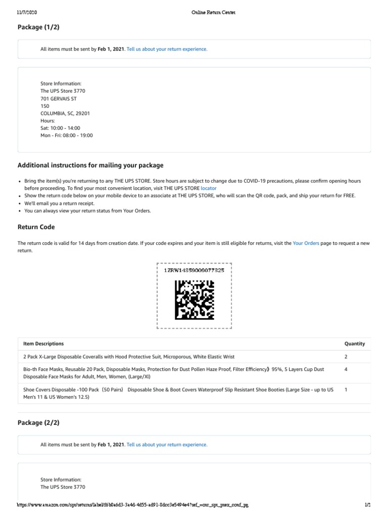 Online Return Center - Amazon - 20201107 | PDF | Business