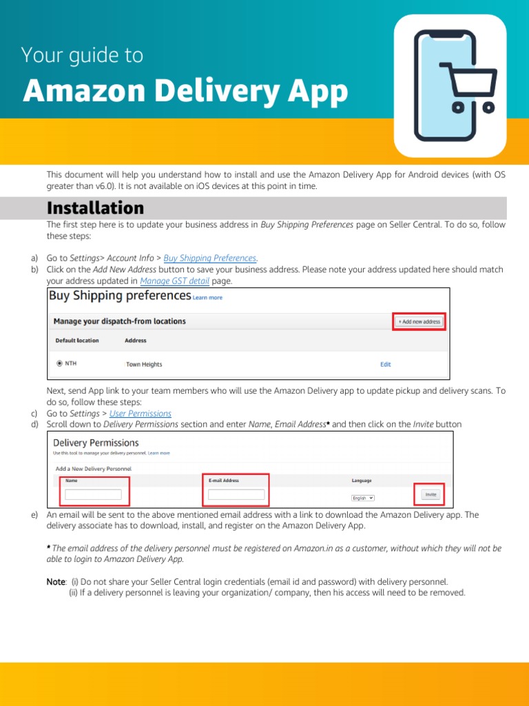 Amazon Delivery App - Seller Handbook | PDF