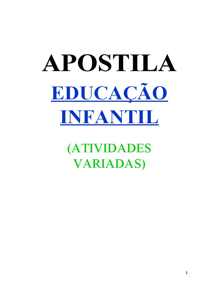 Atividades Variadas para Educação Infantil | PDF
