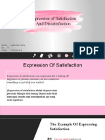 Expression of Satisfaction and Dissatisfaction: Name: Latifa Nur Aisha No: 19 Class: XI Science 4