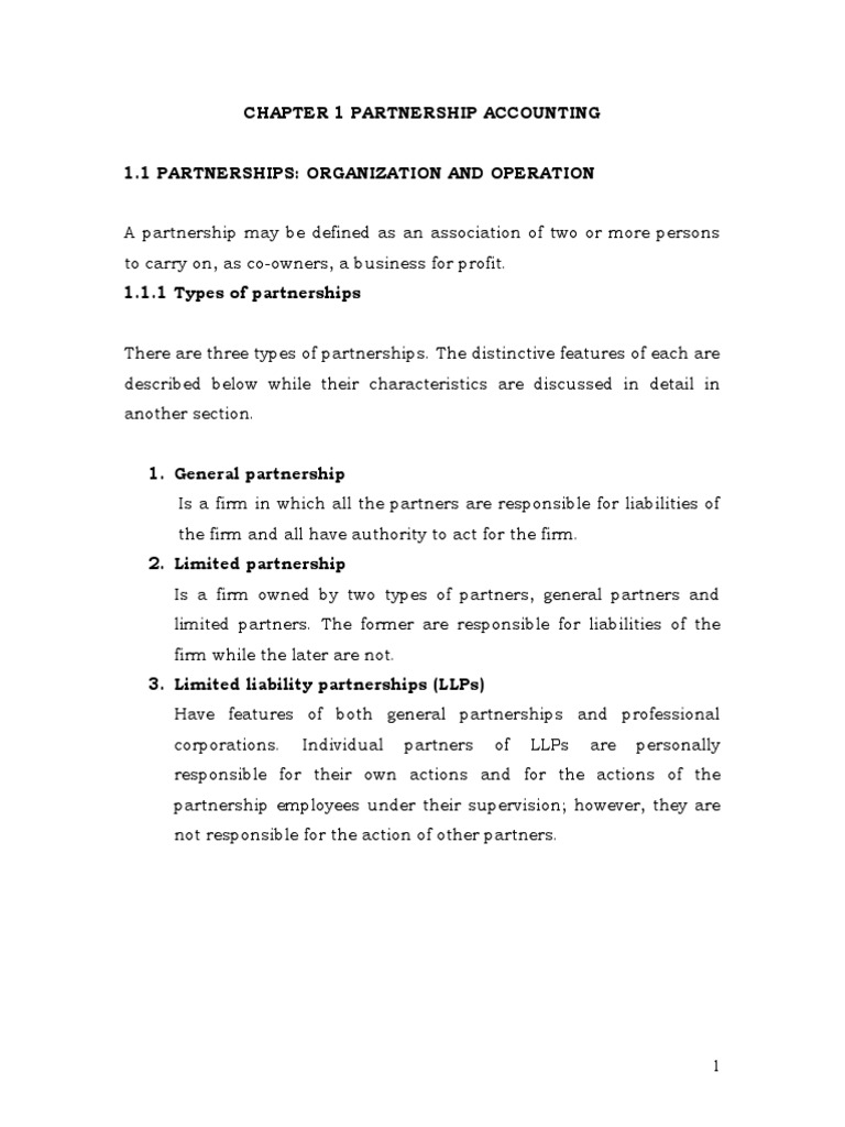 Chapter 1 Partnerships Pdf Partnership Goodwill Accounting