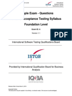 Sample Exam - Questions ISTQB® Acceptance Testing Syllabus Foundation Level