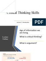 Critical Thinking Skills: Lecture 1 Introduction