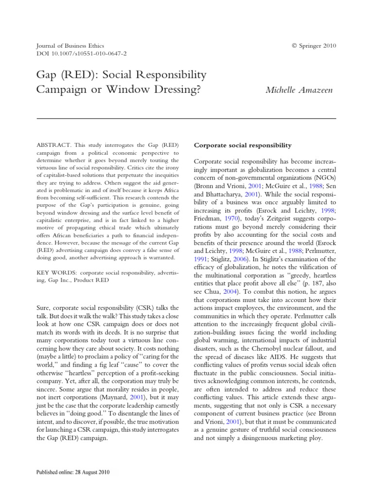 CSR: Gap's Genuine Effort or Facade? | PDF | Corporate Social ...