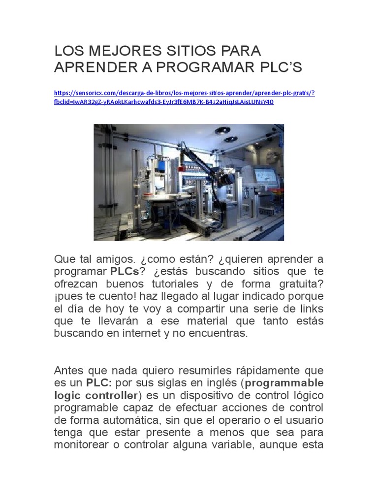 Los Mejores Sitios para Aprender A Programar PLC | PDF | Controlador ...