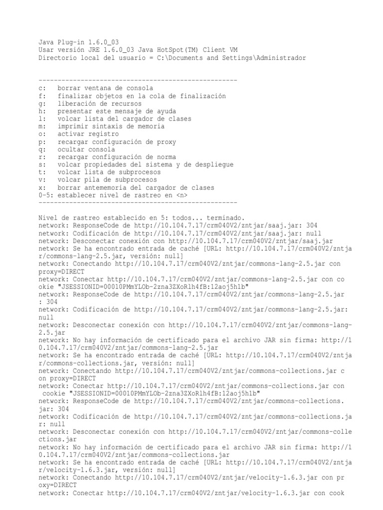 Registro de red en Java Plug-in 1.6.0_03 | PDF | Cookie HTTP ...