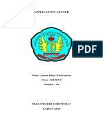 Application Letter: Name: Azizah Riska Khoirunnisa Class: XII IPS 3 Number: 09