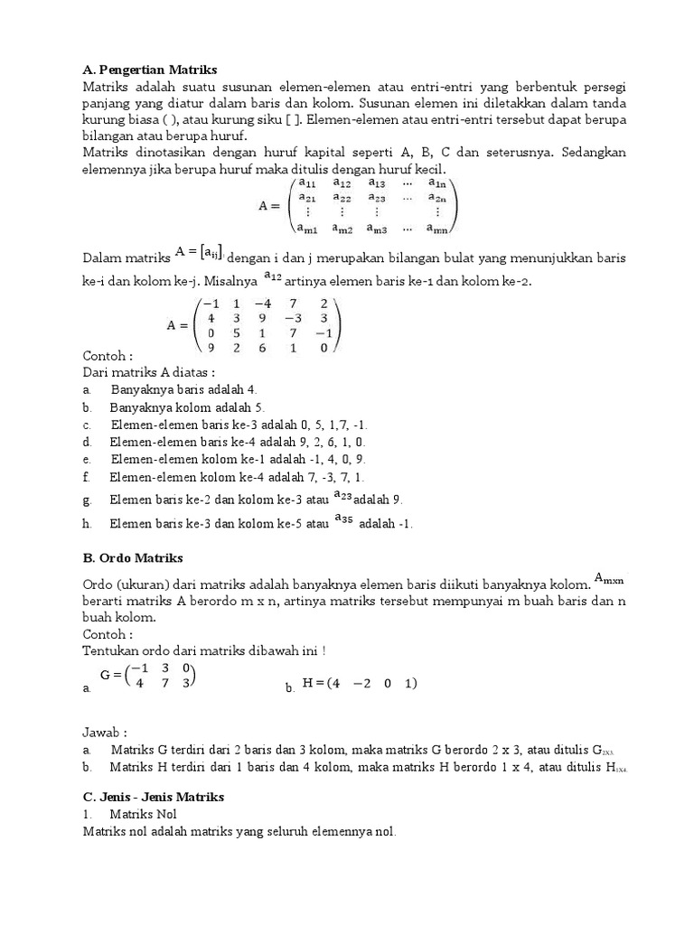 Materi Full Matriks | PDF | Metode & Bahan Ajar