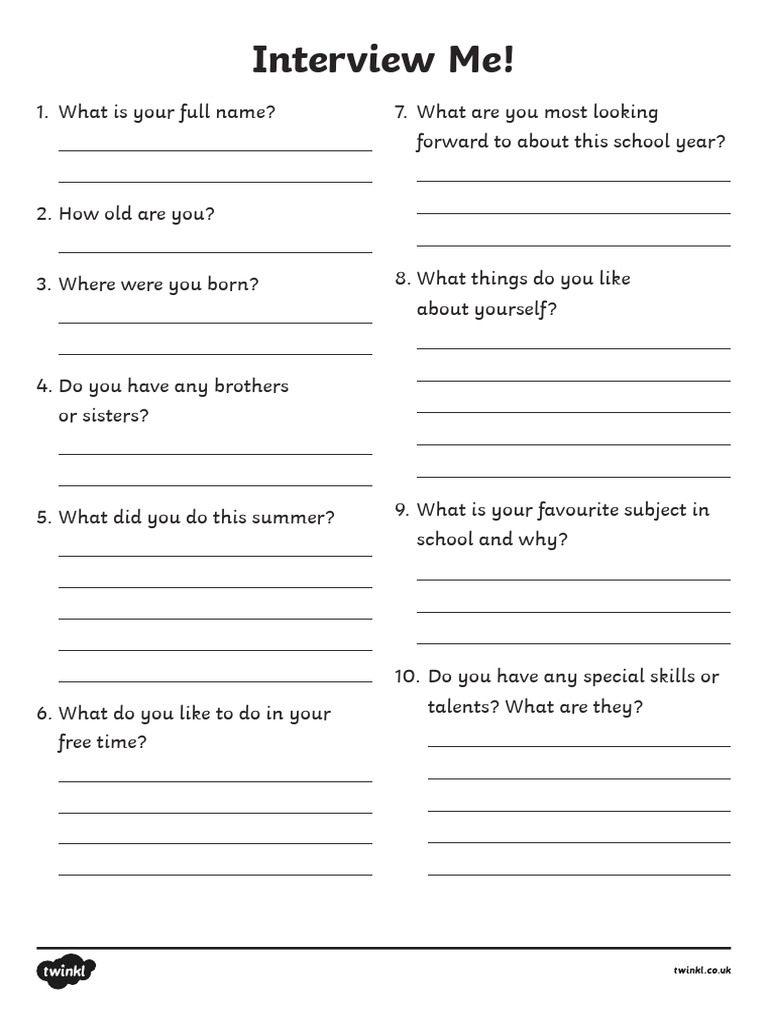 Fun Interview Questions for Kids | PDF | Self-Improvement