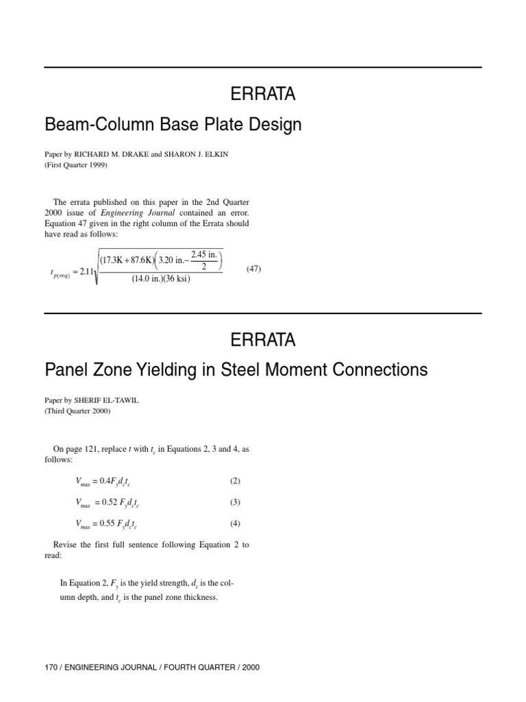 Errata for Engineering Journal Papers | PDF