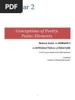 Conceptions of Poetry. Poetic Elements.: Method Guide To SEMINAR 2 in Introduction To Literature