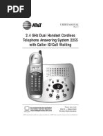 2.4 GHZ Dual Handset Cordless Telephone Answering System 2255 With Caller Id/Call Waiting