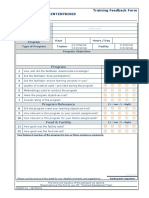 Training Feedback Form Shalom Enterprises: Program