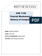 University of Guyana: CSE 1100 Tutorial Worksheet 1 History of Computer