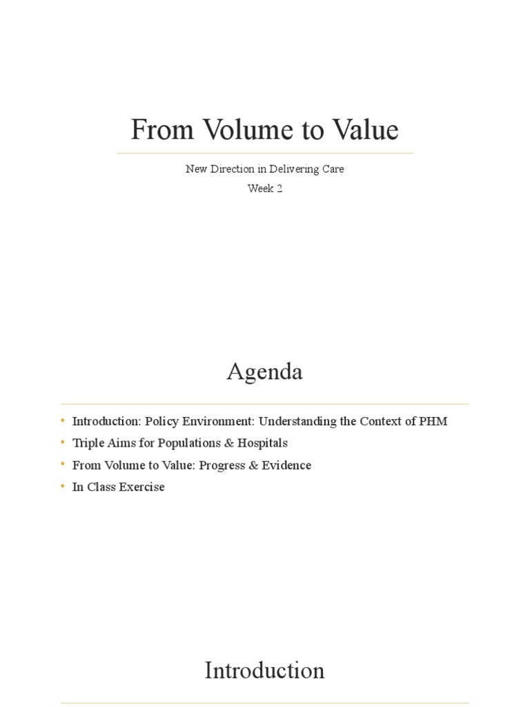 2 From Volume To Value | PDF | Preventive Healthcare | Patient ...