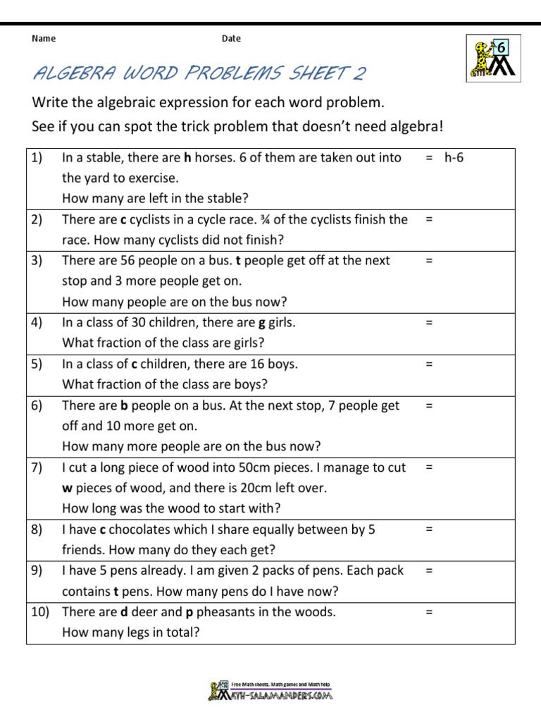 Algebra Word Problems 21  PDF  Algebra  Teaching Mathematics Regarding Algebra Word Problems Worksheet Pdf