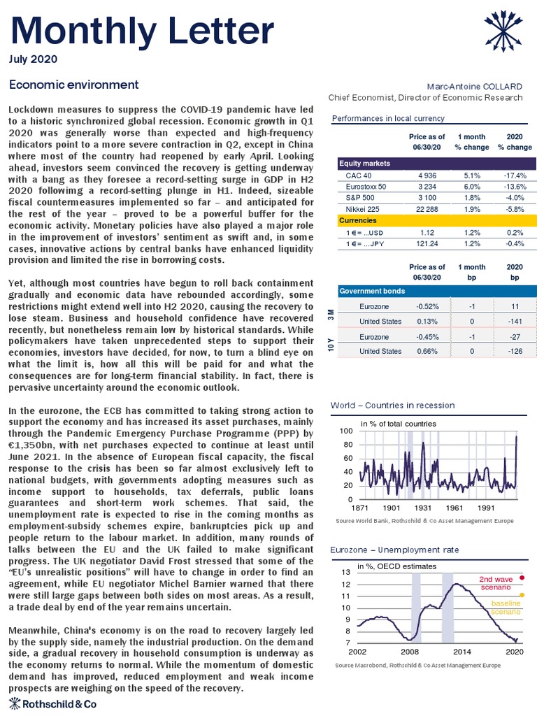 Global Economic Outlook Post-COVID-19 | PDF | Recession | Eurozone