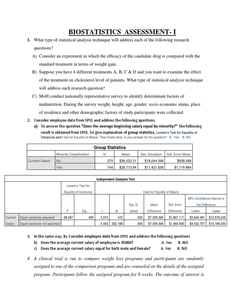 Biostatistical Analysis Techniques | PDF | Statistical Significance ...