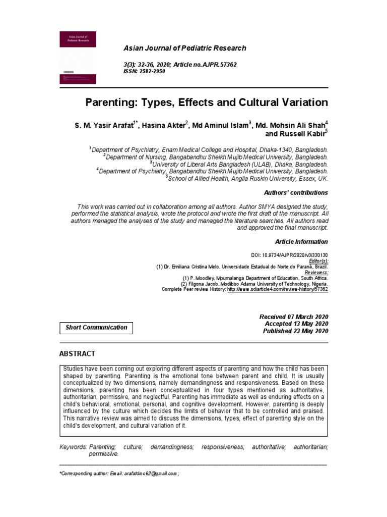 Parenting: Types, Effects and Cultural Variation | PDF | Parenting ...
