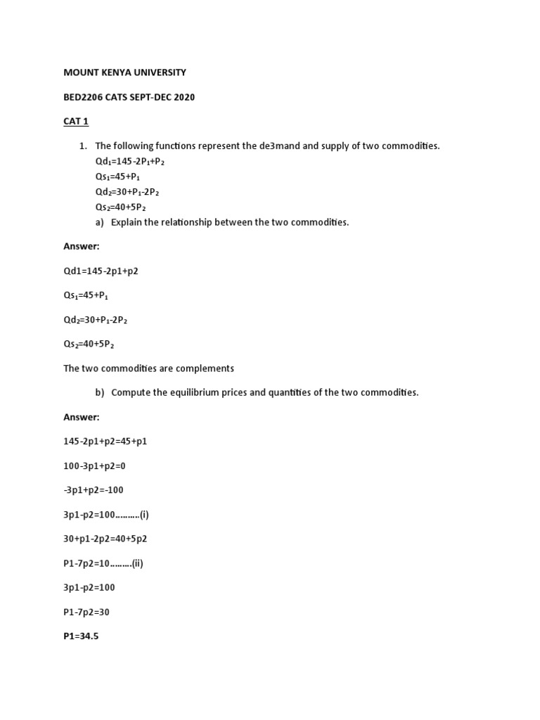 Demand and Supply Analysis for Commodities | PDF | Production Function ...