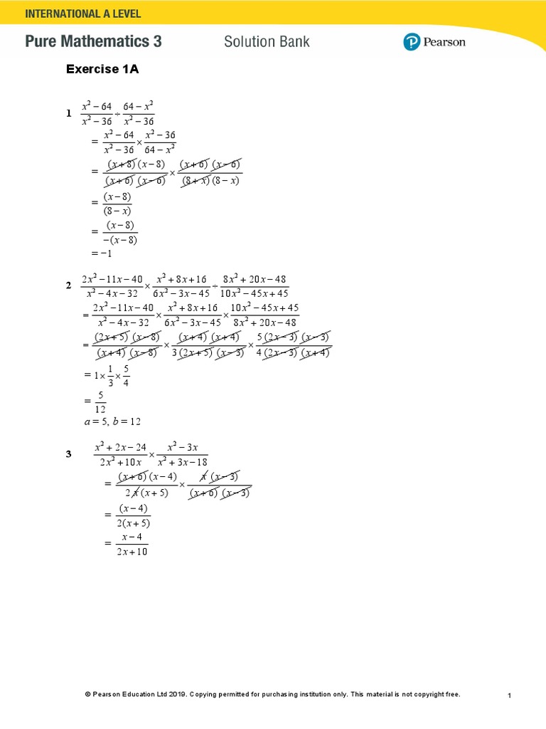 Ial Maths p3 Ex1a PDF | PDF
