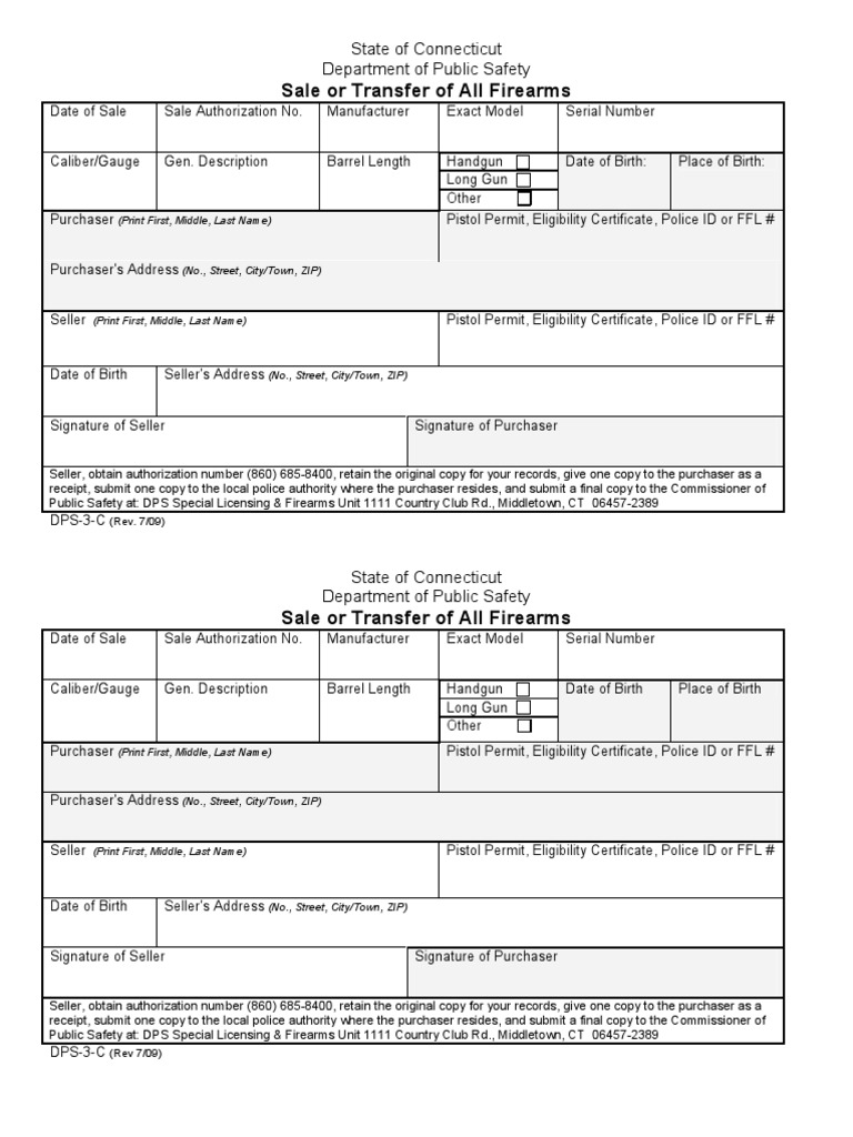Connecticut Firearms Transaction Record | PDF | Handgun | United States ...