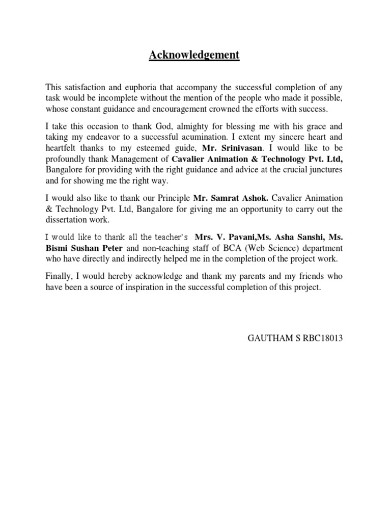 Acknowledgement for Dissertation Completion | PDF