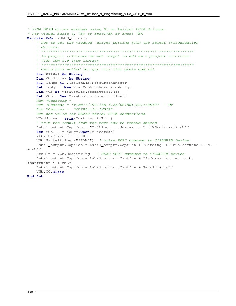 Two Methods of Programming VISA GPIB in VB6 | PDF | Computer ...