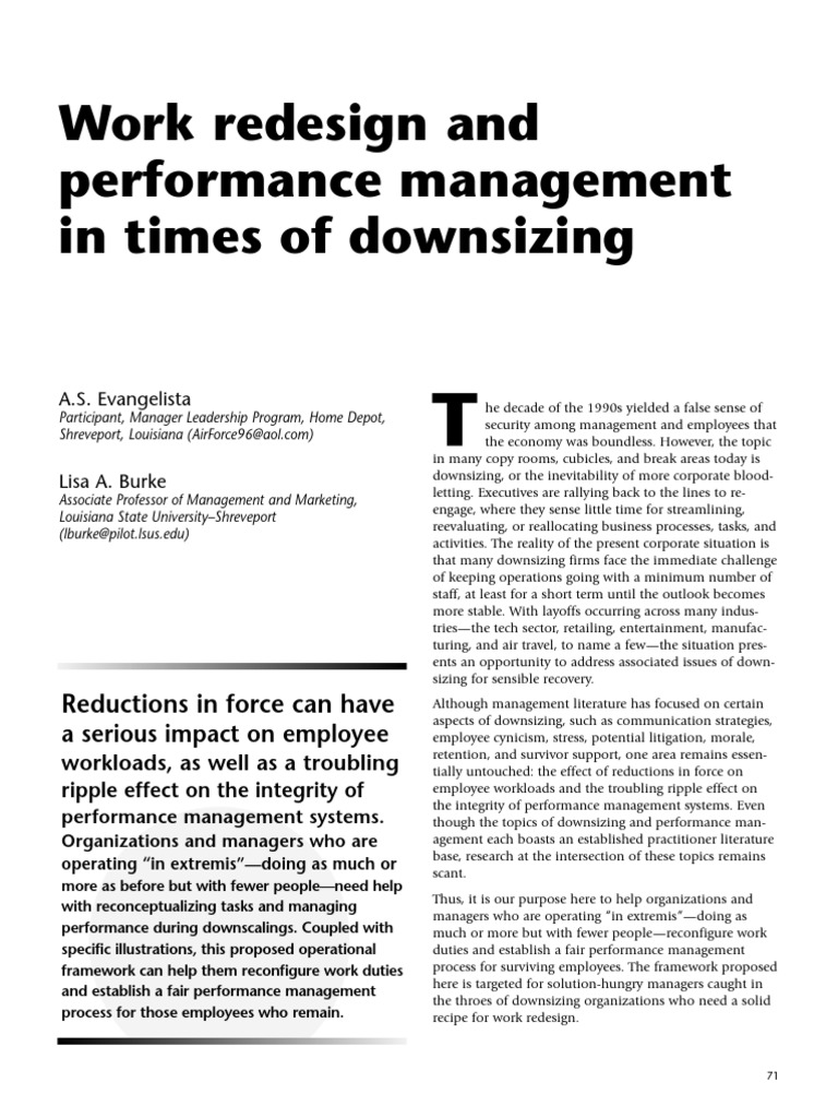 Work Redesign and Performance Management | PDF | Workload | Layoff