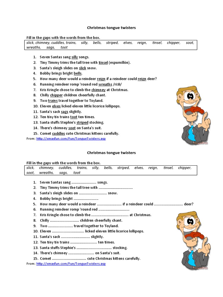 christmas tongue twisters | pdf