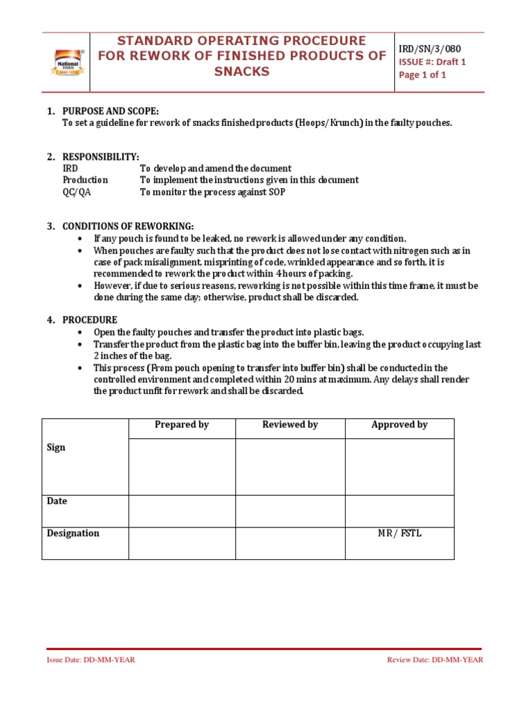 Rework SOP Finished Product PDF PDF