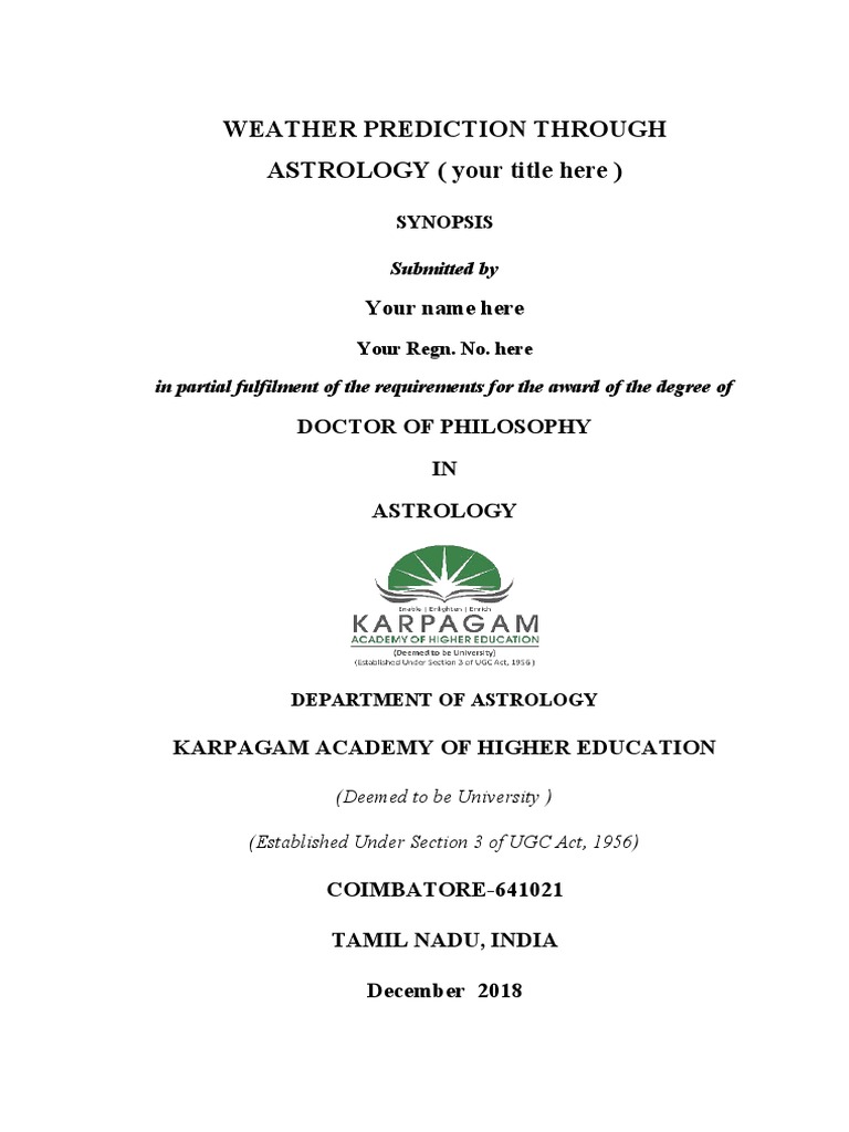 Synopsis For Sample To Arun | PDF | Thesis | Astrology