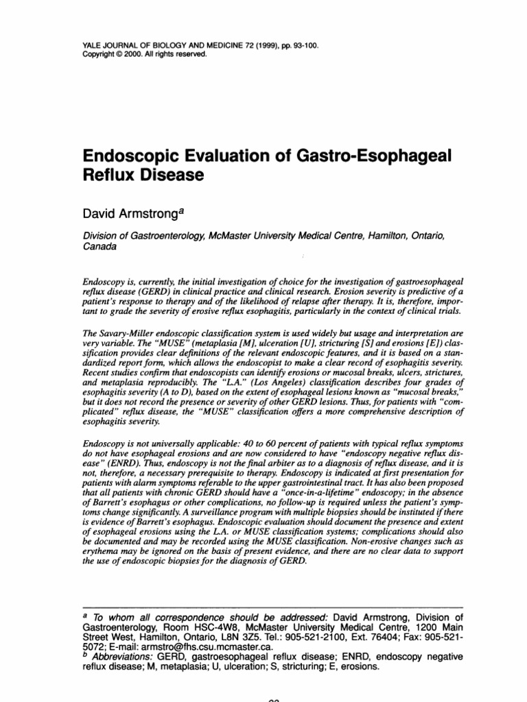 Endoscopic Evaluation of Gerd PDF Gastroesophageal Reflux Disease