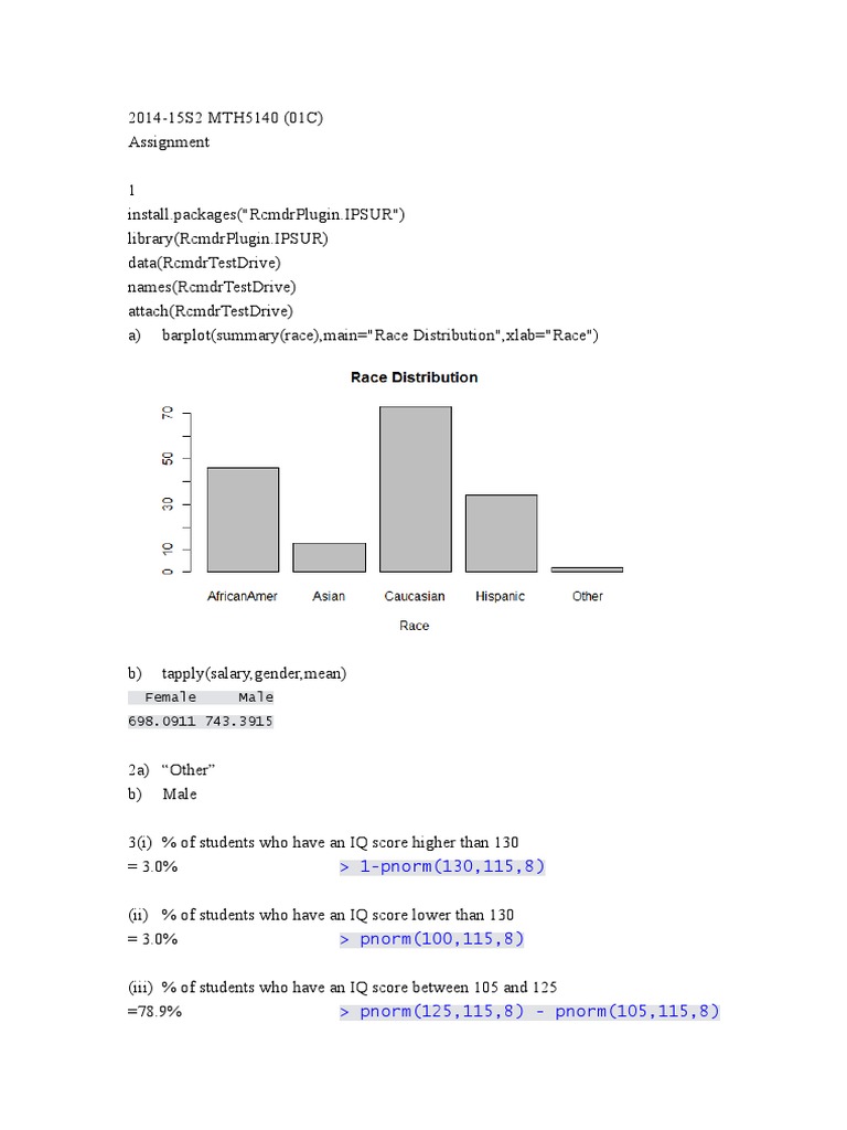 Statistical Analysis Assignment Solutions | PDF