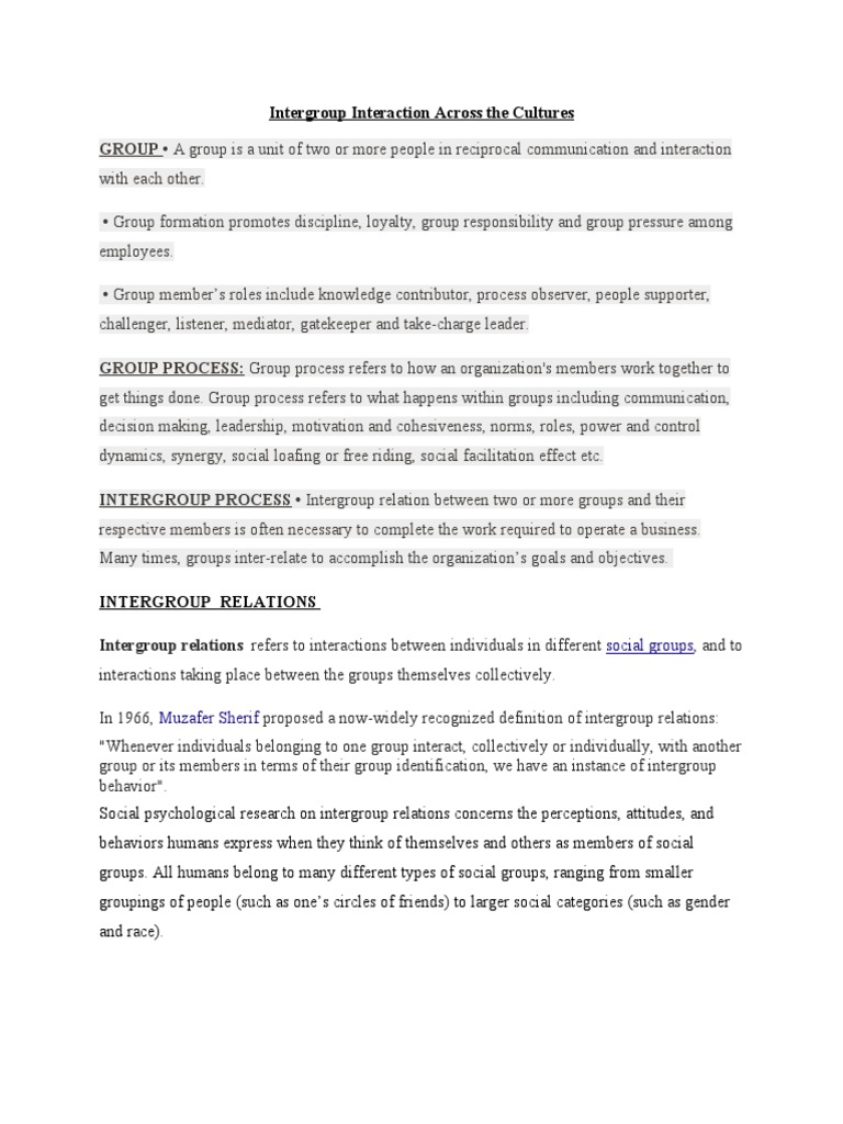 Cultural Differences in Intergroup Interactions | PDF | Prejudices ...