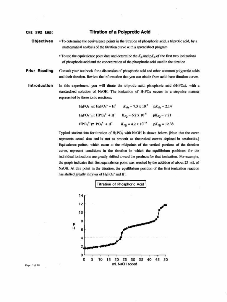 Titration of A Polyprotic Acid: Objectives | PDF | Titration | Chemistry