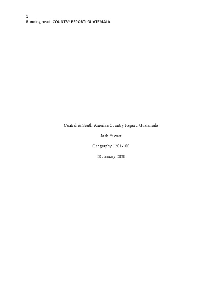 Guatemala Country Report PDF Guatemala Maya Civilization