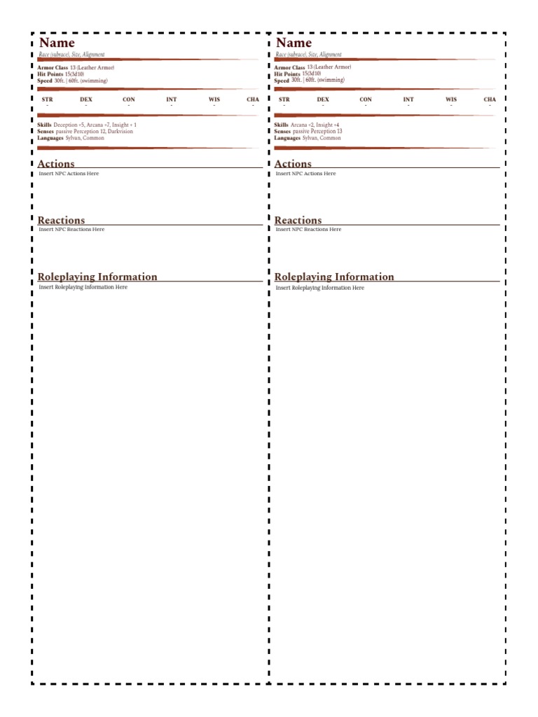 NPC Sheet Fill | PDF