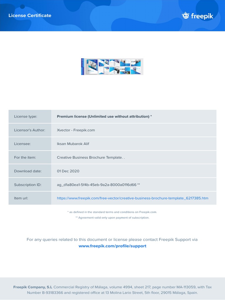 License Certificate: Premium License (Unlimited Use Without Attribution ...