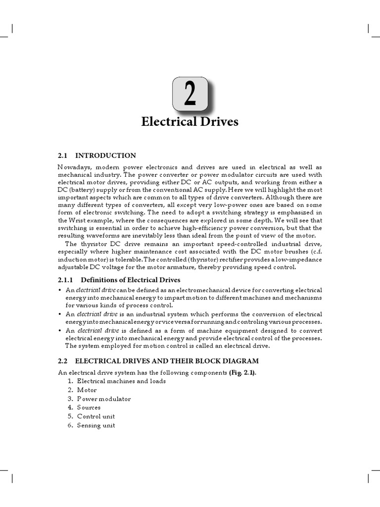 Overview of Electrical Drives Systems | PDF | Electric Motor ...